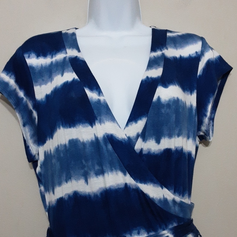 New direction women maxi dress tie dye V-neck belted casual vacation y2k M retro - Picture 5 of 9
